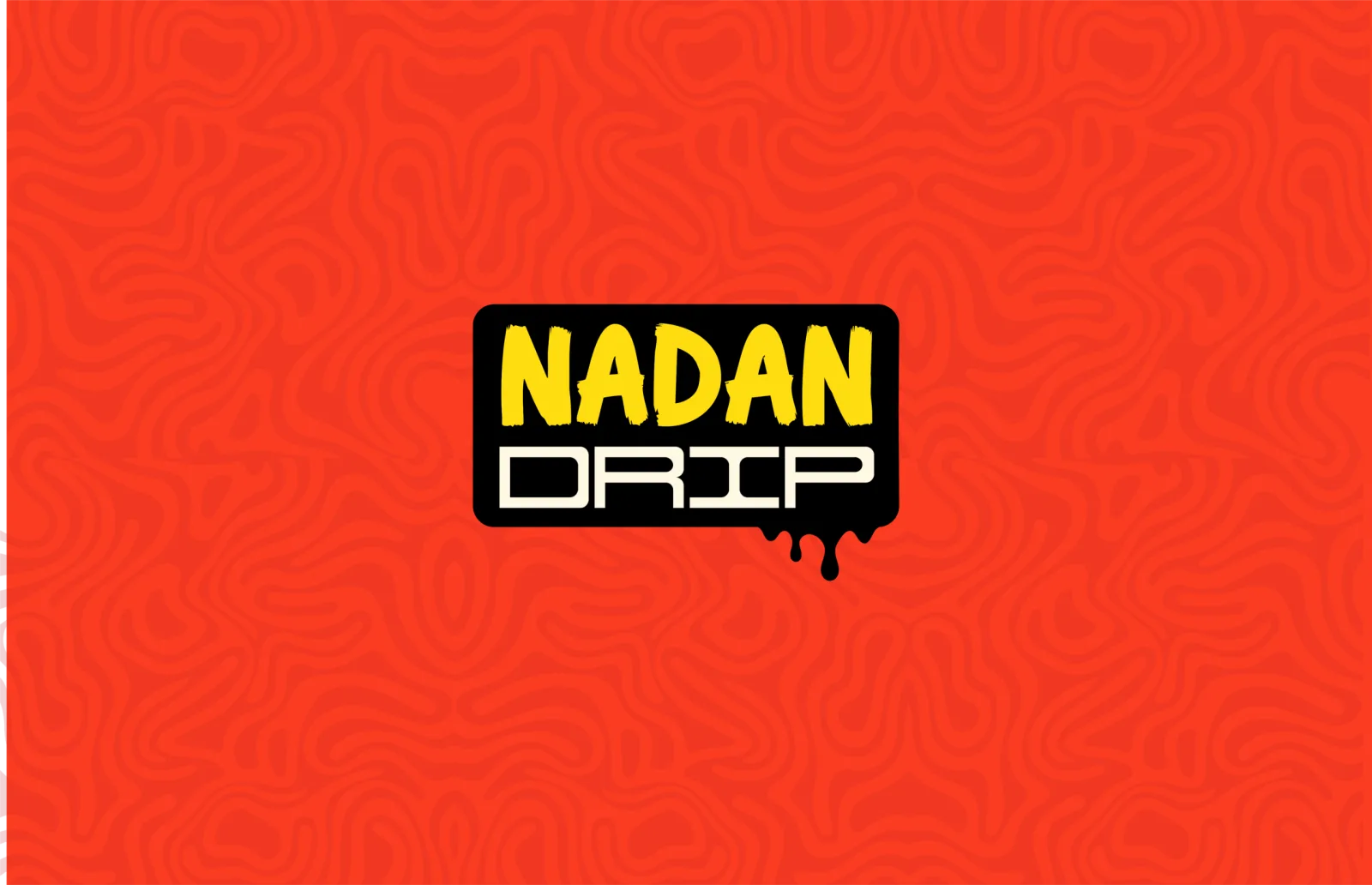 Nadan Drip logo lockup on a red textured background